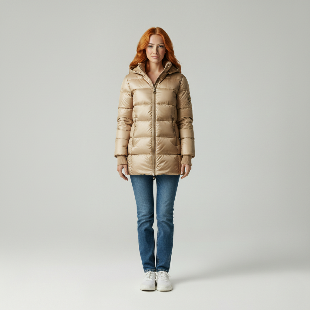 Gouden Puffer | Moderne Vrouwen Glanzende Gewatteerde Jas