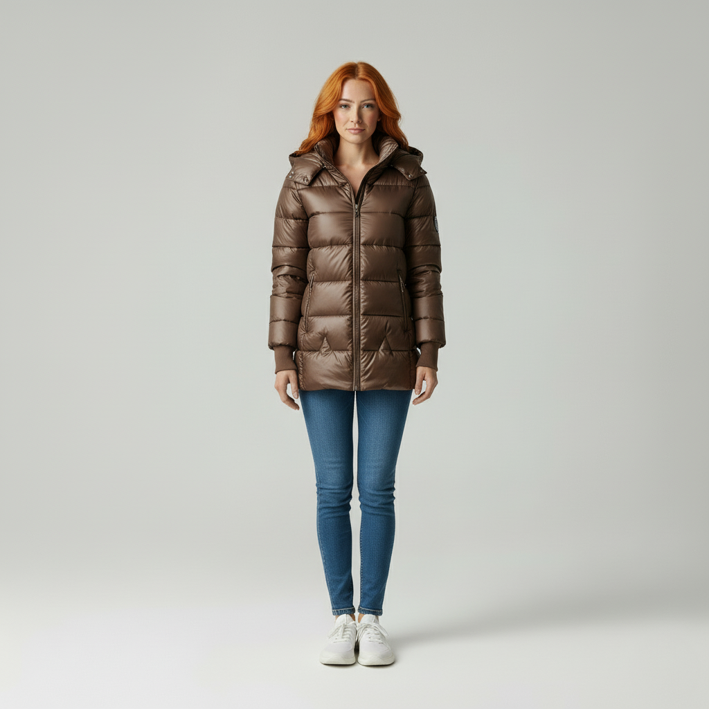 Gouden Puffer | Moderne Vrouwen Glanzende Gewatteerde Jas