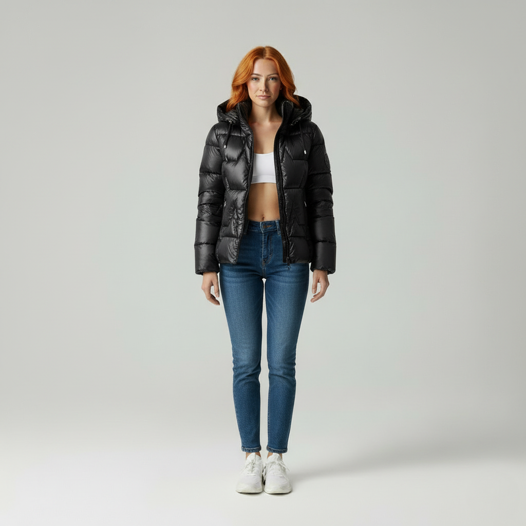 Gouden Puffer | Moderne Vrouwen Glanzende Gewatteerde Jas