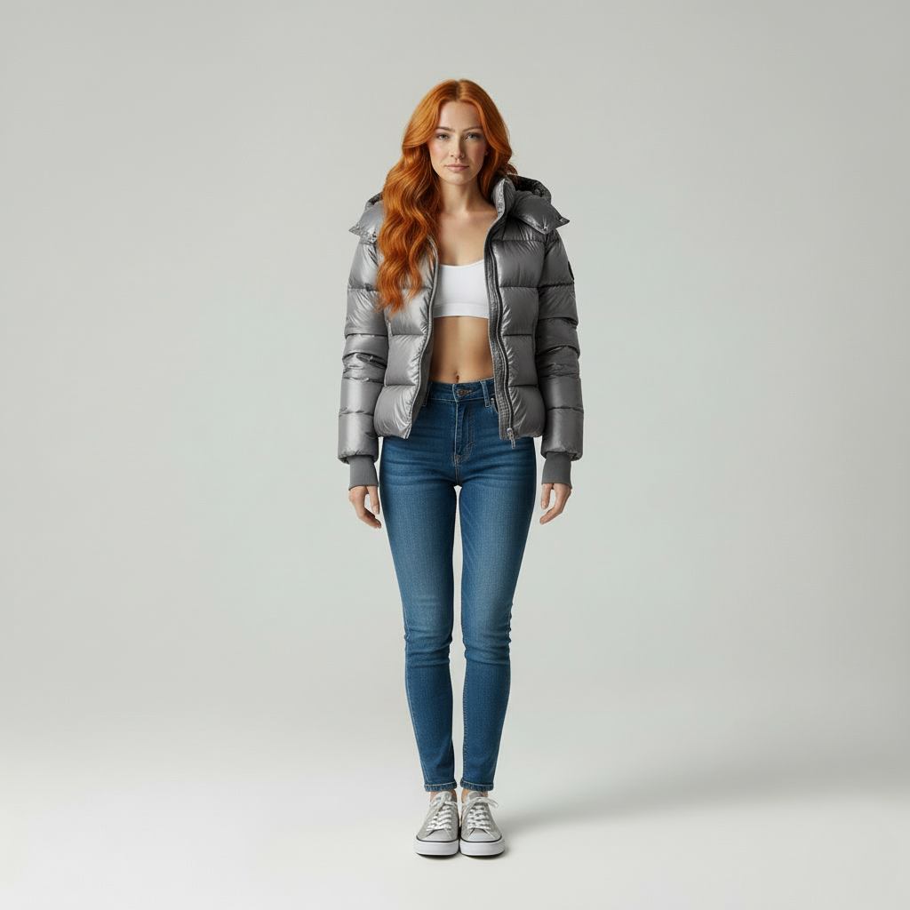 Gouden Puffer | Moderne Vrouwen Glanzende Gewatteerde Jas