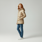 Gouden Puffer | Moderne Vrouwen Glanzende Gewatteerde Jas