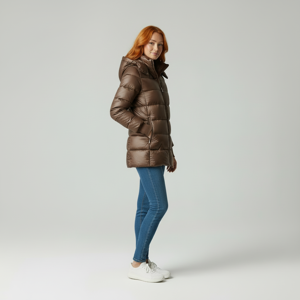 Gouden Puffer | Moderne Vrouwen Glanzende Gewatteerde Jas