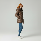 Gouden Puffer | Moderne Vrouwen Glanzende Gewatteerde Jas