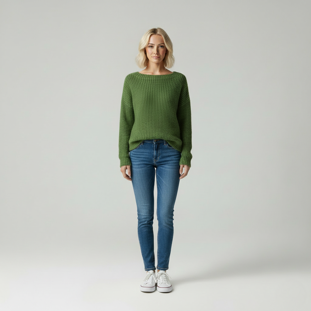 Verde | Moderne Vrouw Gebreide Trui met Boothals