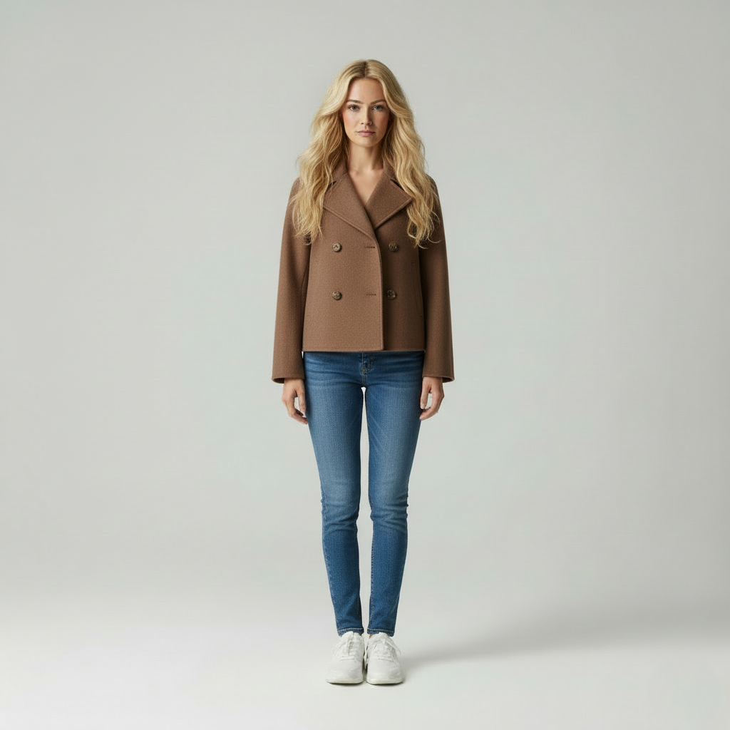 Chic Cropped | Wolblend Dubbele Rij Jas