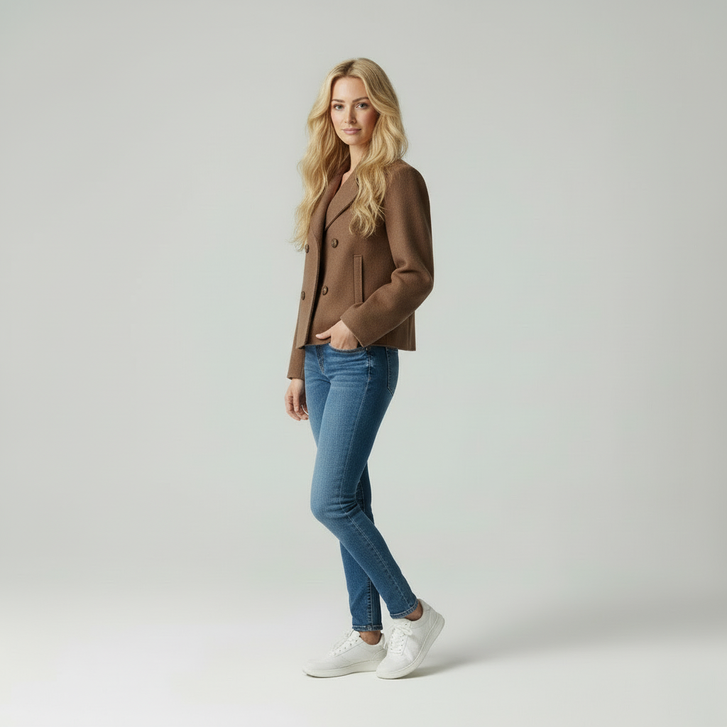 Chic Cropped | Wolblend Dubbele Rij Jas