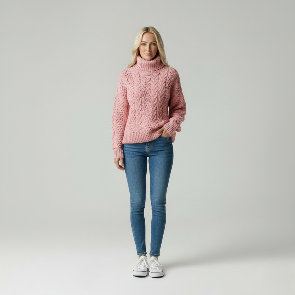 Cosy Knit | Dames relaxte kabeltrui met col