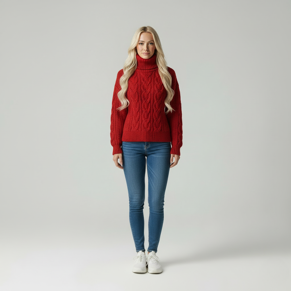 Cosy Knit | Dames relaxte kabeltrui met col