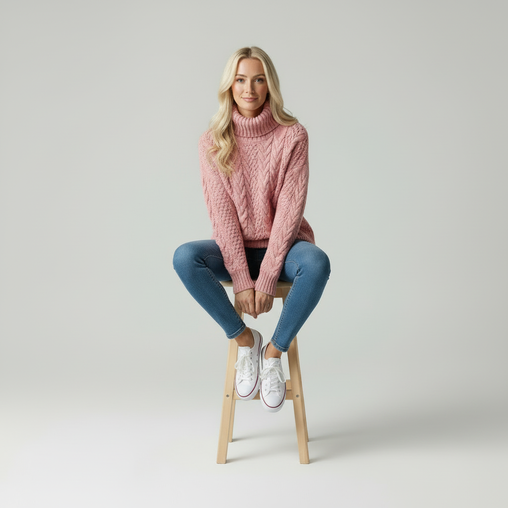 Cosy Knit | Dames relaxte kabeltrui met col
