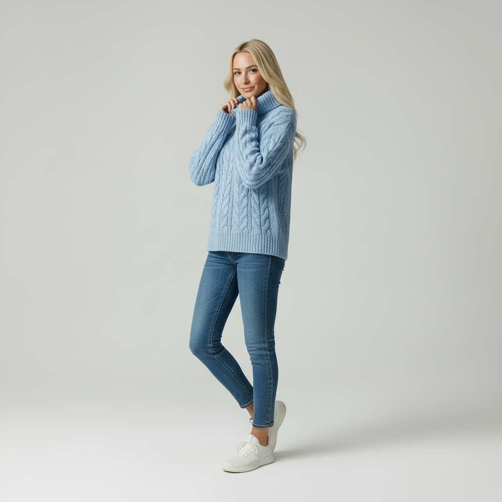 Cosy Knit | Dames relaxte kabeltrui met col