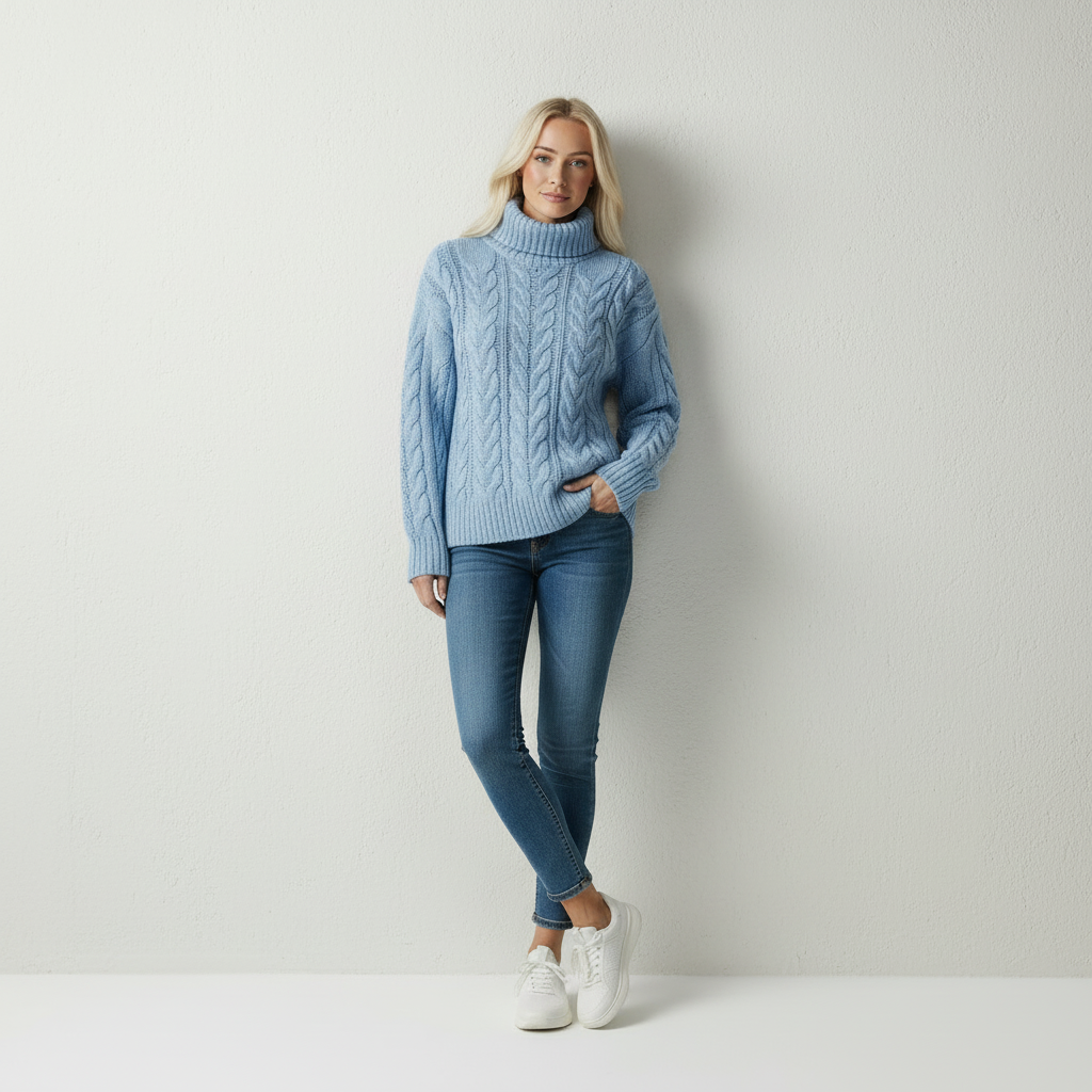 Cosy Knit | Dames relaxte kabeltrui met col
