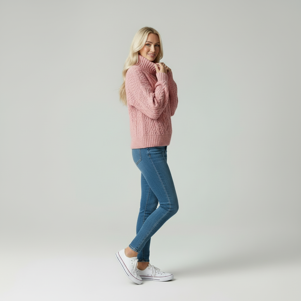 Cosy Knit | Dames relaxte kabeltrui met col