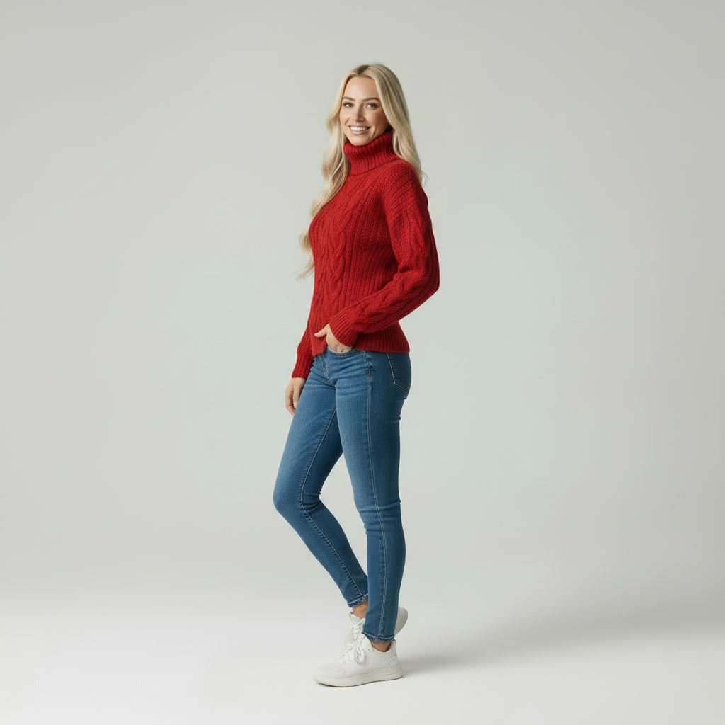 Cosy Knit | Dames relaxte kabeltrui met col