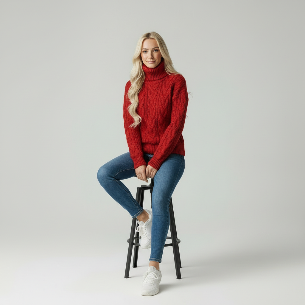 Cosy Knit | Dames relaxte kabeltrui met col
